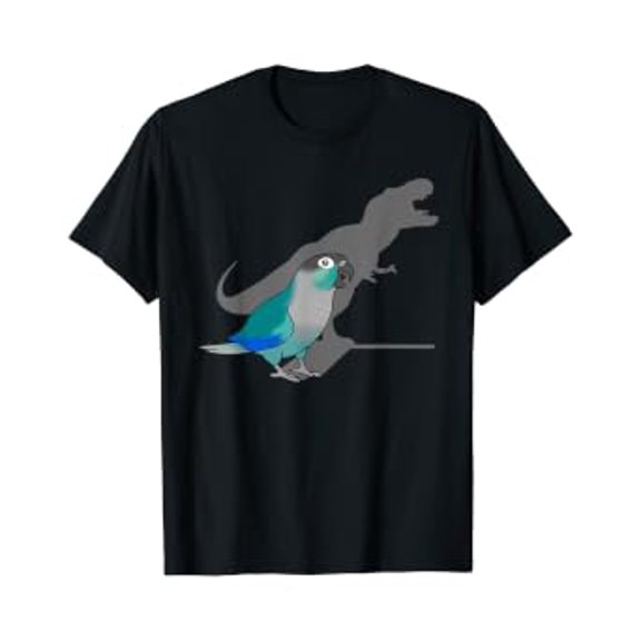 Funny Turquoise Green Cheeked Conure T-Rex, Dinosaur Parrot T-Shirt