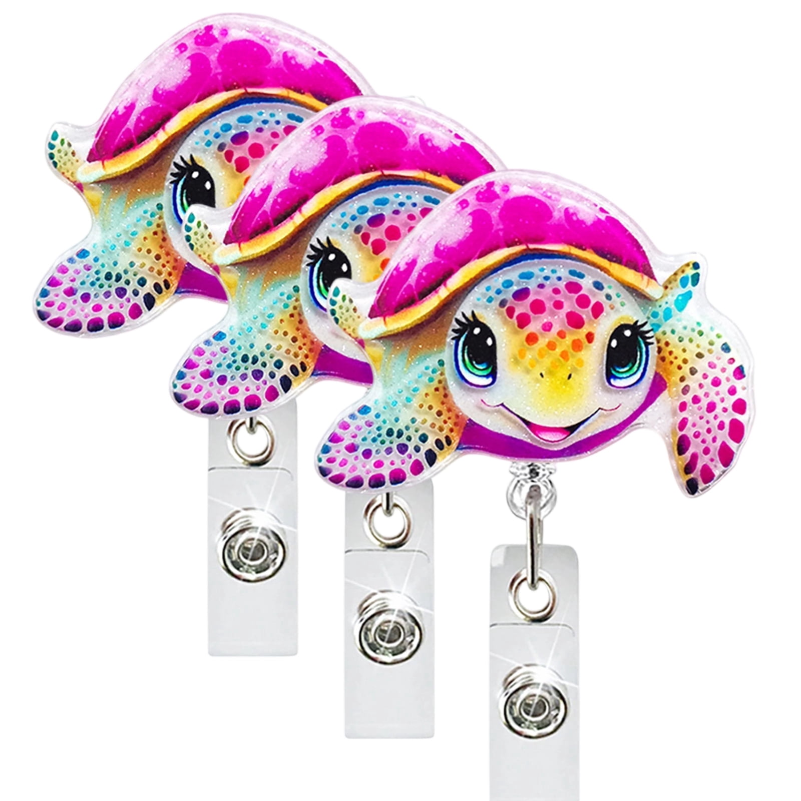 Funny Turtle Badge Reel, Cute Retractable ID Card Badge Holder  Cartoon ID Name Tag Holders Work Badge Clip for Teachers, Students,Workers Graduation, Back to School, Christmas, Birthdays Gifts- 3pc