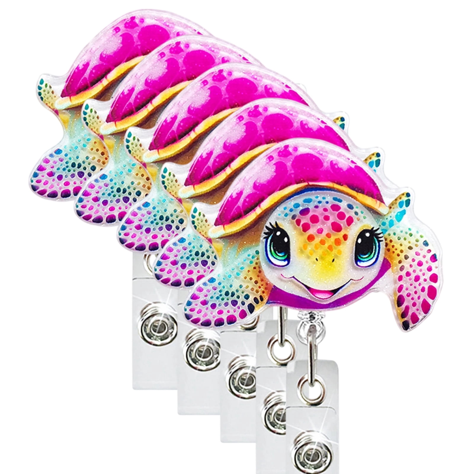 Funny Turtle Badge Reel, Cute Retractable ID Card Badge Holder  Cartoon ID Name Tag Holders Work Badge Clip for Teachers, Students,Workers Graduation, Back to School, Christmas, Birthdays Gifts- 5pc