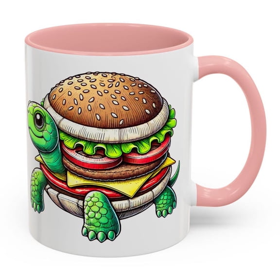 Funny Turtle Cheeseburger Mug, Cute Animal Food Aroffee Cup, WhimsiC1Al C1Artoon Turtle Burger Gift for Foodies, Reptile Animal Lovers