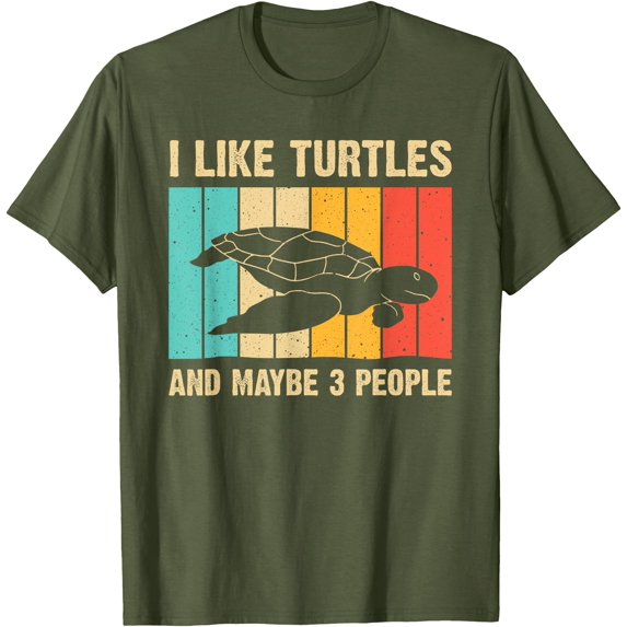 Funny Turtle Design Sea Turtle Lover Unisex T-Shirt for Men Women Kids Toddler,Military Green Color,Size XL