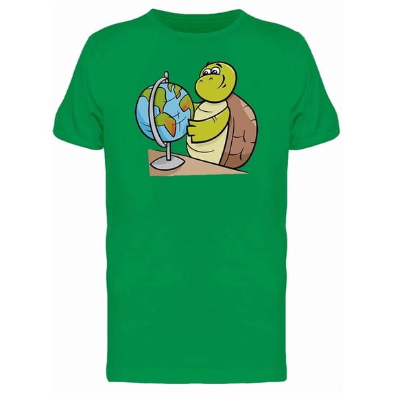 Funny Turtle Earth Globe Cartoon Tee Men's -Image by Shutterstock
