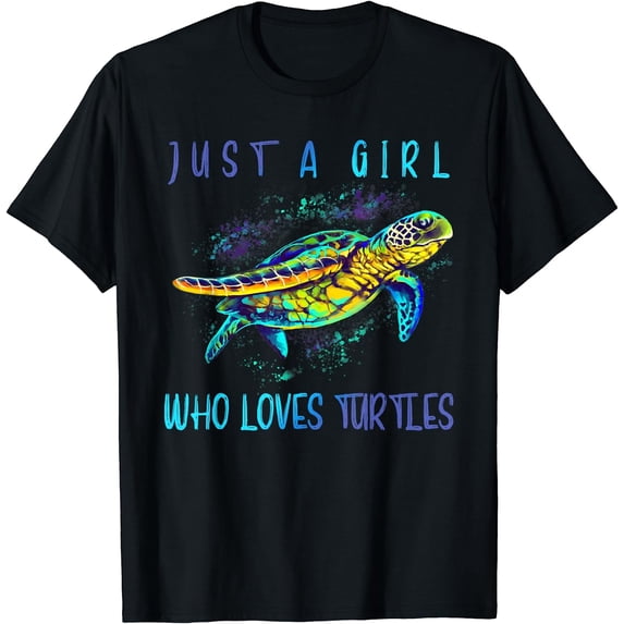 Funny Turtle Watercolor Sea Ocean Art Lovers Girl Outfit Women T-Shirt Black Large