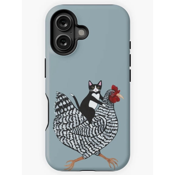 Funny Tuxedo Cat Chicken Tower Art Phone Case for iPhone 11 12 13 14 15 16 17 Pro Max