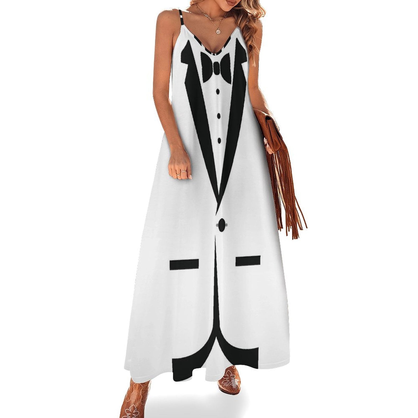 Funny Tuxedo Sleeveless Dress Women's Evening Dress Womans Clothing