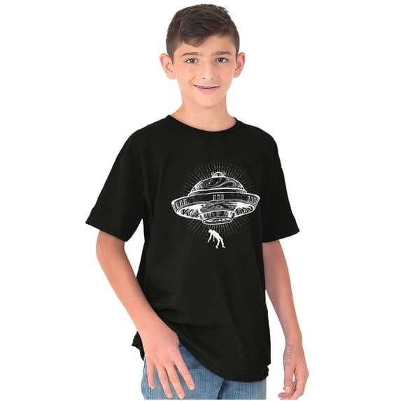 Funny UFO Alien Abduction Humor Crewneck T Shirts Boy Girl Teen Brisco Brands M