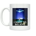 thumbnail image 1 of Humorous Alien 11 oz Coffee Mug - Colorful UFO Design White Ceramic Gift, 1 of 5