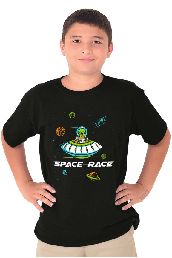 Funny UFO Joke Alien Space Race Pun Crewneck T Shirts Boy Girl Teen Brisco Brands X
