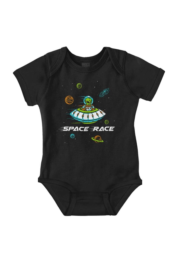 Funny UFO Joke Alien Space Race Pun Romper Boys or Girls Infant Baby Brisco Brands NB