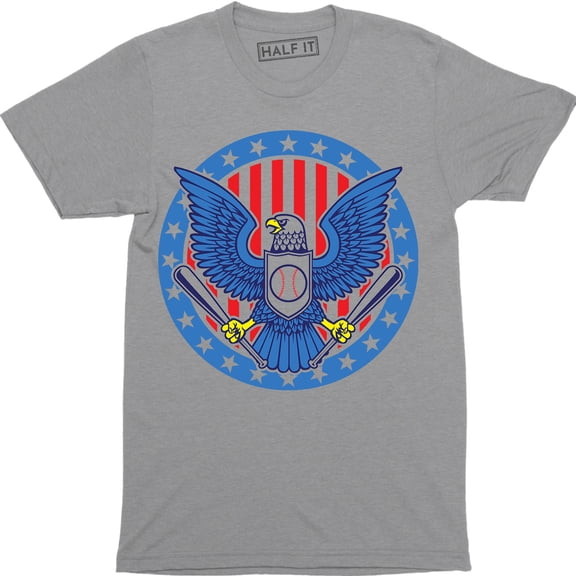Funny USA Flag Patriotic Bald Eagle Holding Two Baseball Bats Sports T-Shirt