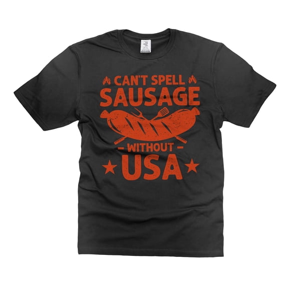 Funny USA Sausage Shirt Humorous Gifts Funny Saying Shirt 4Th of July Joke Shirt USA Party Shirts (3X-Large Black)