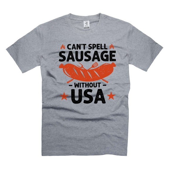 Funny USA Sausage Shirt Humorous Gifts Funny Saying Shirt 4Th of July Joke Shirt USA Party Shirts (Small Grey)
