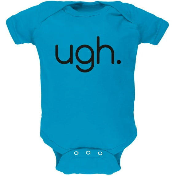 Funny Ugh Expression Soft Baby One Piece Turquoise 3-6 M