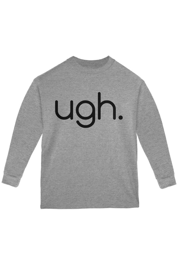 Funny Ugh Expression Youth Long Sleeve T Shirt Storm Grey YXL