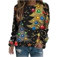 thumbnail image 1 of Funny Ugly Christmas Sweatshirt for Women Long Sleeve Pullover with Snowman Reindeer or Xmas Tree Print Lightweight Crewneck Holiday Party Top Festive Casual Wear, 1 of 5