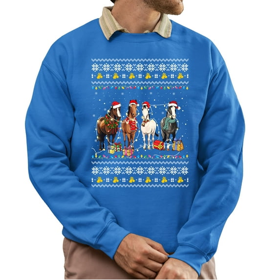 Funny Ugly Xmas Sweater, Horse Lovers Christmas Sweatshirt, Cute Horses Ugly Christmas Sweater