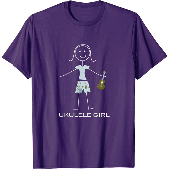 Funny Ukulele Girl Graphic Music Lover Softstyle Unisex T-Shirt,Purple Color,Size XL