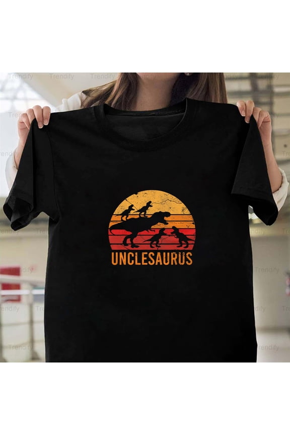 Funny Uncle Dinosaur Tee Daddy Gift 4 Four Kids H11606 T-Shirt, for Men and Women, Up to Size 5XL