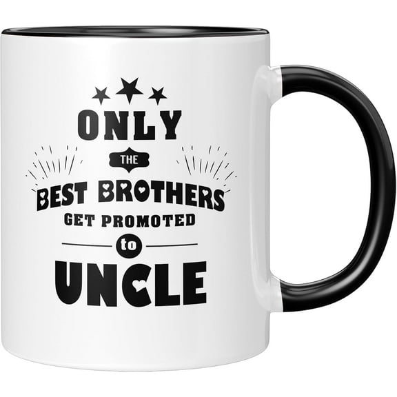 Funny Uncle Gift Only the Best Brothers Get Promoted to Uncle 11 oz Ceramic Coffee Mug Water Cup for New Aucle Birthday Christmas Gift for Brother Man Him White Black