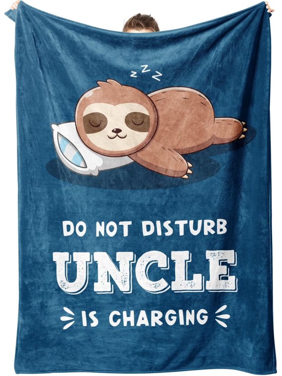Funny Uncle Gifts for Christmas, Uncle is Charging Sloth Blanket, Uncle Birthday Gifts, Gifts for Uncle from Niece Nephew, Gift for Uncle Fathers Day, Soft Sloth Blanket for Uncle