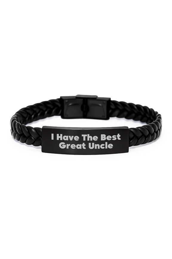 Funny Uncle Gifts - Interlaced Leather Bracelet with Engraved Stainless Steel, Gifts from Men to Uncle on Birthday or Unique Gifts for Men