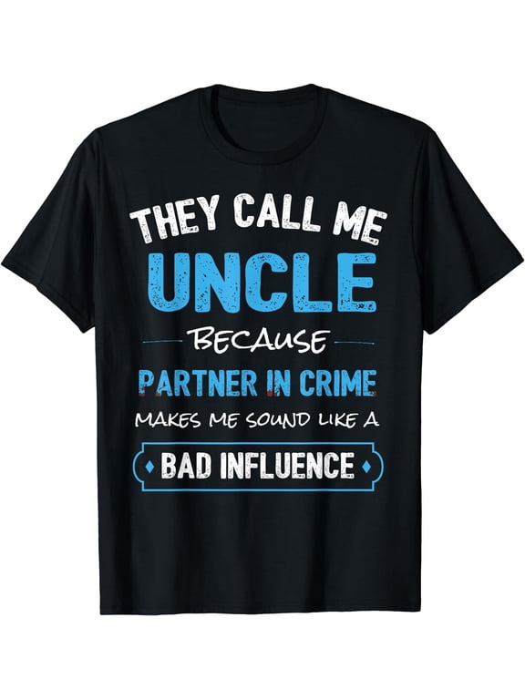 Funny Uncle Shirt, Uncle Partner In Crime from Niece Nephew T-Shirt Black 4X-Large
