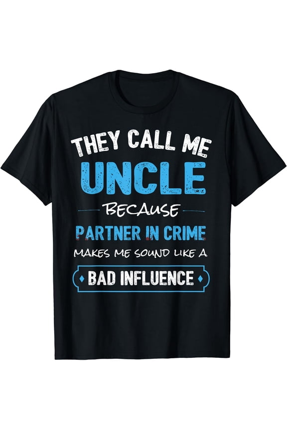Funny Uncle Shirt, Uncle Partner In Crime from Niece Nephew T-Shirt Black 4X-Large