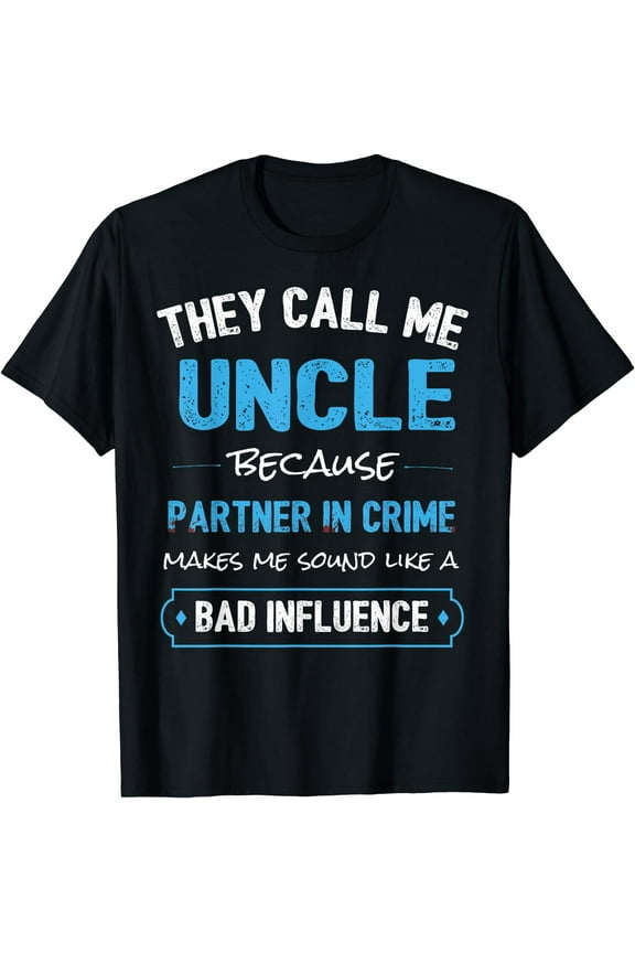 Funny Uncle Shirt, Uncle Partner In Crime from Niece Nephew T-Shirt Black Small