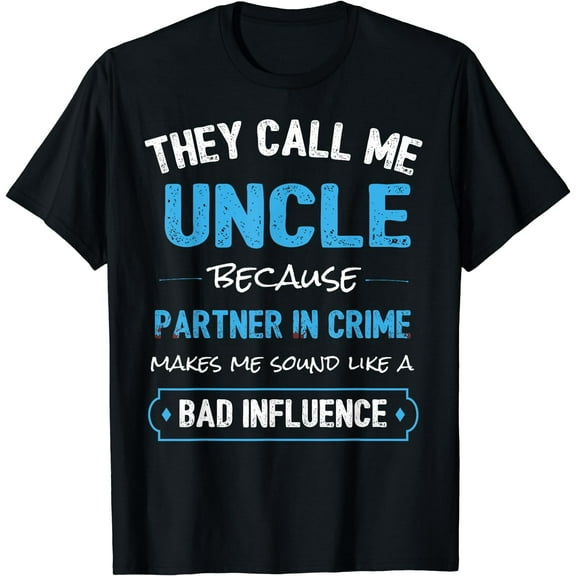 Funny Uncle Shirt, Uncle Partner In Crime from Niece Nephew T-Shirt Black X-Large