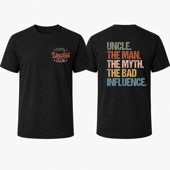 Funny Uncle T-Shirt, Cool Uncles Club Double Sided Tee, Unisex Classic Fit