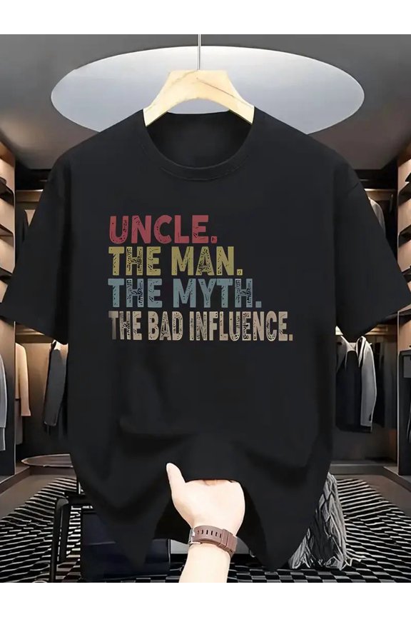 Funny Uncle T-Shirt The Man The Myth The Bad Influence Retro Graphic Tee for Men