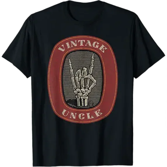 Funny Uncle Vintage Graphic Skeleton Hand T-Shirt