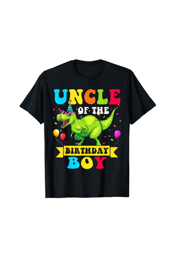 Funny Uncle of the Birthday Dinosaur Raptor T-Shirt for Celebrating Special Occasions