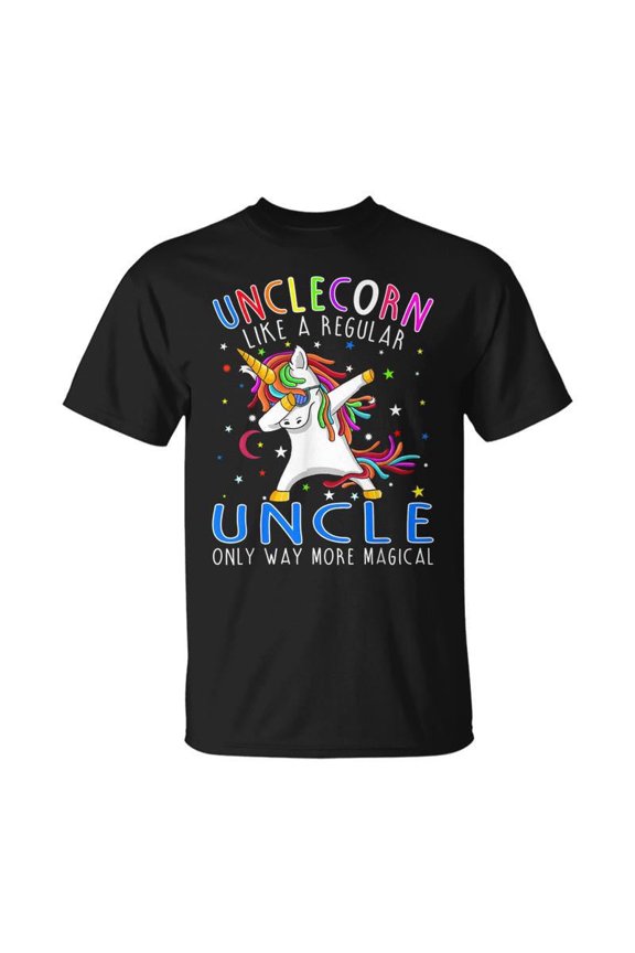 Funny Unclecorn Dabbing Unicorn Men's Graphic T-Shirt Magical Uncle Birthday Gift Retro Rainbow Tee
