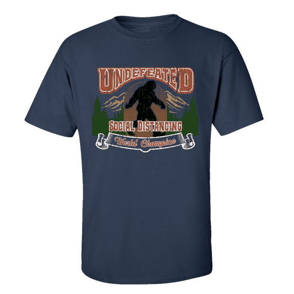 Funny Undefeated Social Distancing Champion Bigfoot Short Sleeve T-shirt-Navy-medium