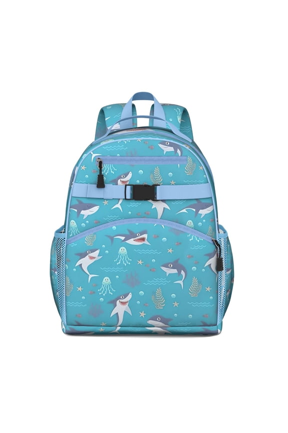 Funny Underwater Marine Life Students Backpack With Shark, Whale, Dolphin Nautical Ocean Tropical Sea Abstract Pattern