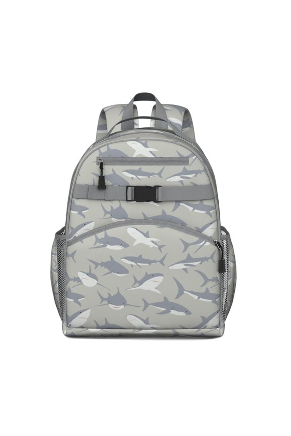 Funny Underwater Marine Life Students Backpack With Shark, Whale, Dolphin Nautical Ocean Tropical Sea Abstract Pattern