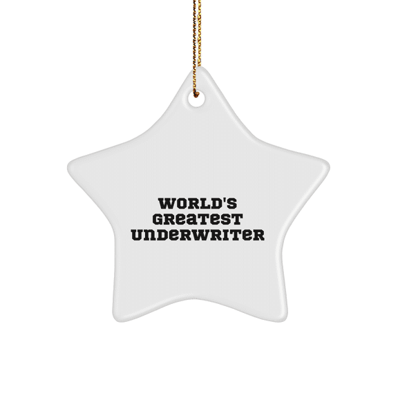 Funny Underwriter Gifts, World's Greatest Underwriter Star Ornament, Christmas Unique Gifts from Family, Underwriter Decorations