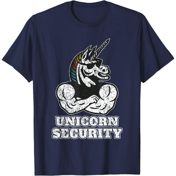 Funny Unicorn Bodyguard Muscular Unisex T-Shirt for Men Women Kids Toddler,Navy Color,Size YXS