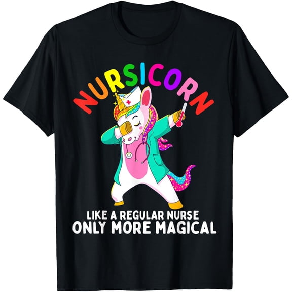 Funny Unicorn Nurse Graphic T-Shirt – Nursicorn Rainbow Nursing RN Gift