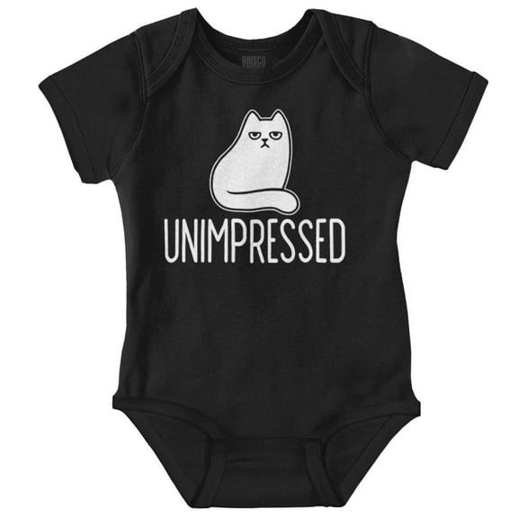 Funny Unimpressed Cat Sarcastic Joke Romper Boys or Girls Infant Baby Brisco Brands 24M