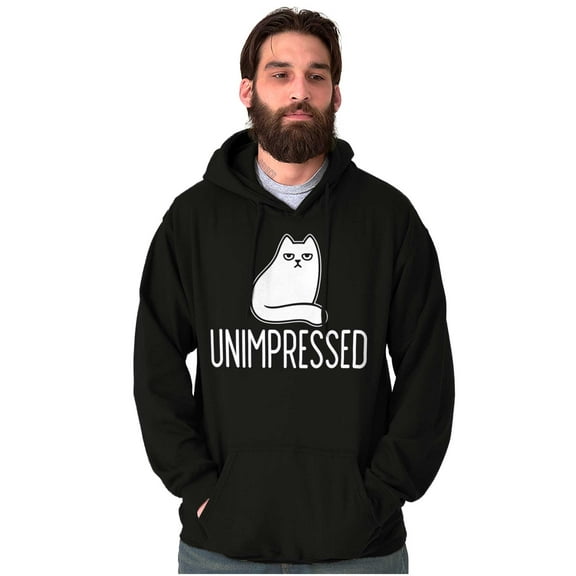 Funny Unimpressed Cat Sarcastic Joke Unisex Plus Fleece Graphic Hoodie Brisco Brands 4X