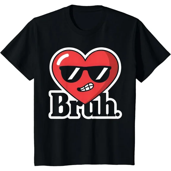 Funny Valentine Bruh Cool Heart Boys Kids Humor Graphic Unisex T-Shirt up to size 5XL