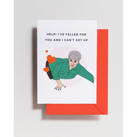 Funny Valentine's Card - "Help! I've Fallen for You and I Can't Get Up" - Humorous Greeting Card with Envelope - Perfect for Girlfriend, Boyfriend, or Spouse