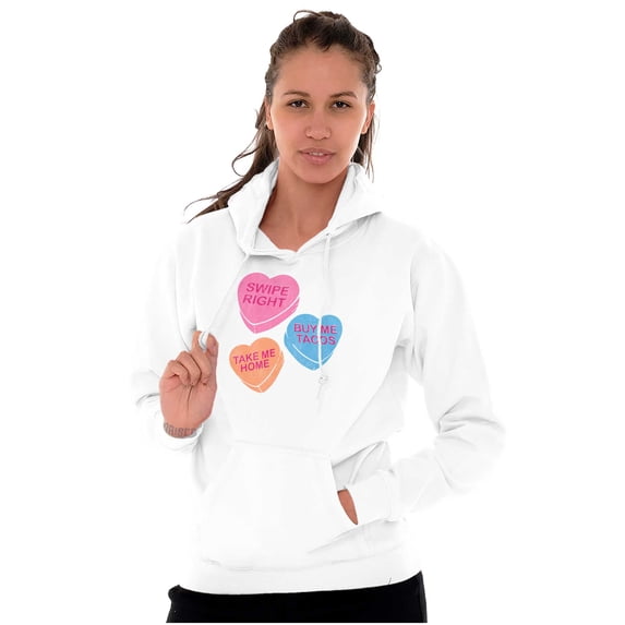Funny Valentine's Conversation Hearts Hoodie Sweatshirt Women Brisco Brands L