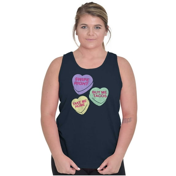 Funny Valentine's Conversation Hearts Tank Top Tee Shirt Women Brisco Brands L