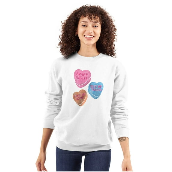 Funny Valentine's Conversation Hearts Women Crewneck Sweatshirt Brisco Brands S