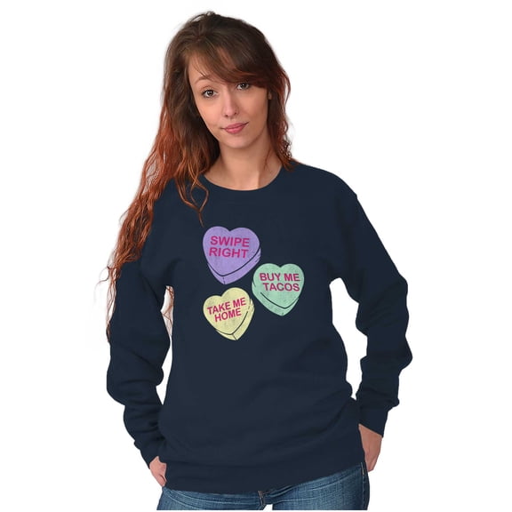 Funny Valentine's Conversation Hearts Women Plus Size Crewneck Sweatshirt Brisco Brands 4X