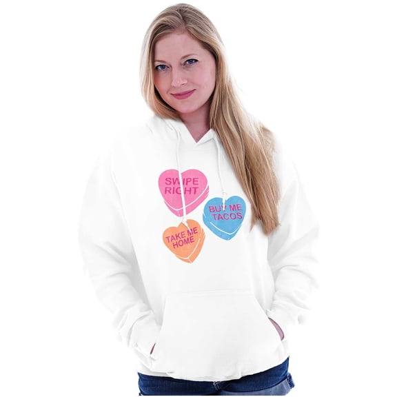Funny Valentine's Conversation Hearts Women Plus Size Graphic Pullover Hoodie Brisco Brands 2X