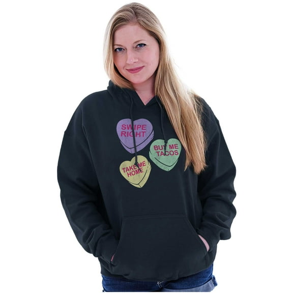 Funny Valentine's Conversation Hearts Women Plus Size Graphic Pullover Hoodie Brisco Brands 5X